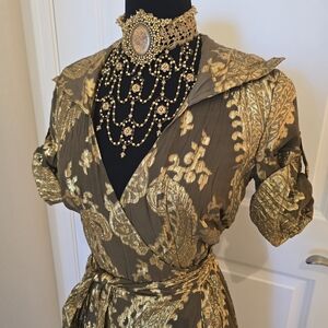 Diane Von Furstenberg Gold and Brown Midi Dress